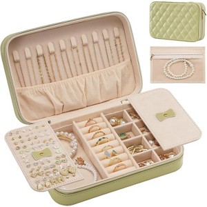 Portable Travel Jewelry Case with Mirror and Clear Storage Compartments - 1 of 4
