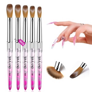 Saviland Pro 5A+ Crystal Nail Brush Set - 5pcs Butterfly Pink Acrylic Brushes (#4/#8/#10/#12/#16), Salon Quality Nail Art Tools - 1 of 4