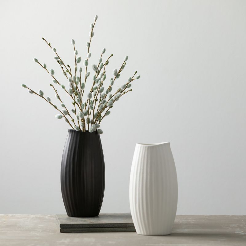 Sullivans 9" Modern Black Ribbed Vase, 4 of 8