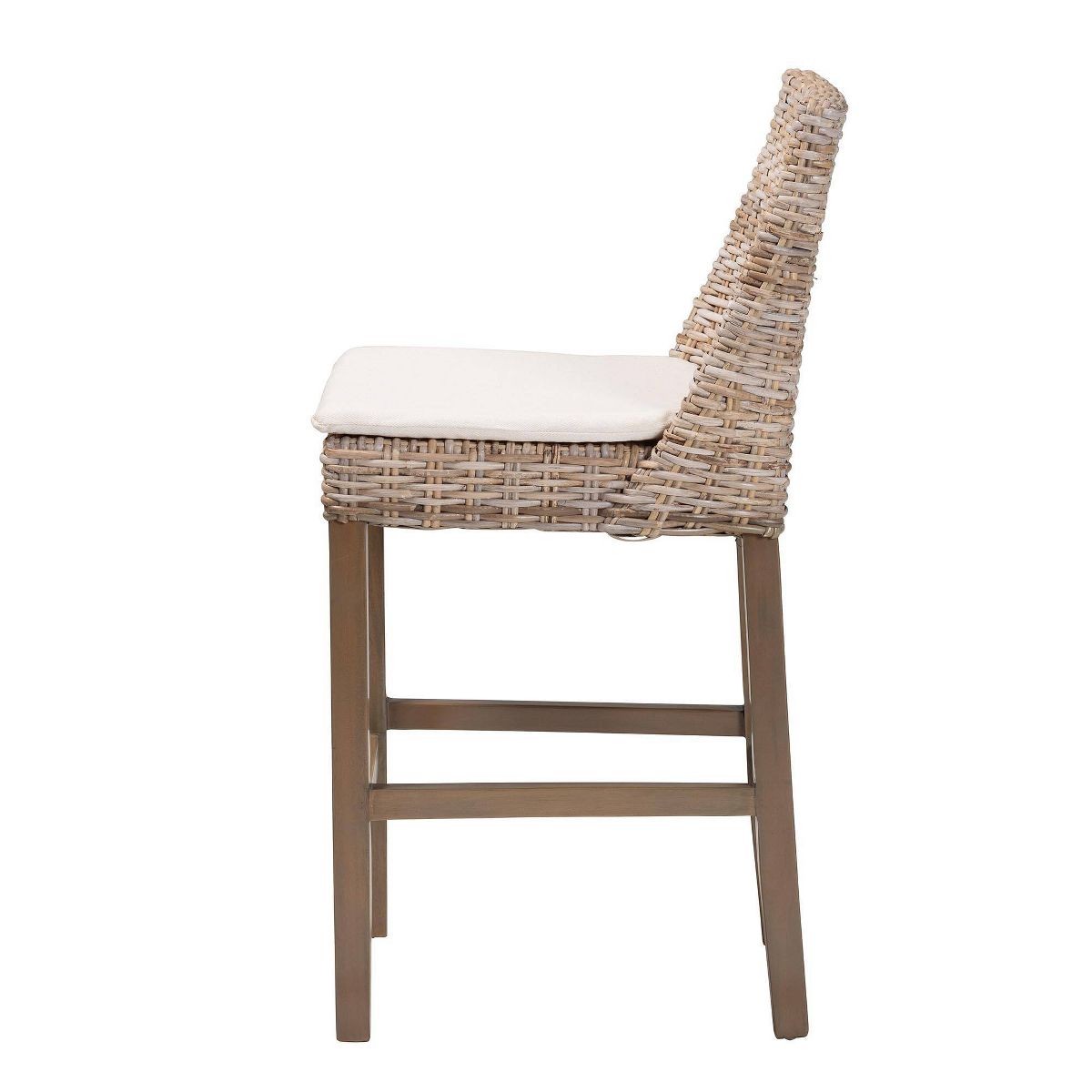 bali & pari Toby Rattan and Mahogany Wood Counter Height Barstool Kubu Gray/Rustic Taupe - thumbnail 4