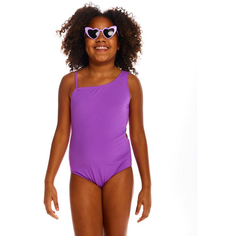 Andy & Evan  Kids  Purple Rib Swimsuit, 4 of 5