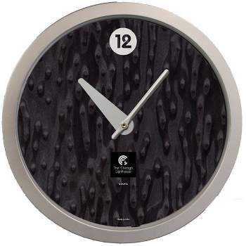 14.5" Veneer Contemporary Body Quartz Movement Decorative Wall Clock Silver - The Chicago Lighthouse