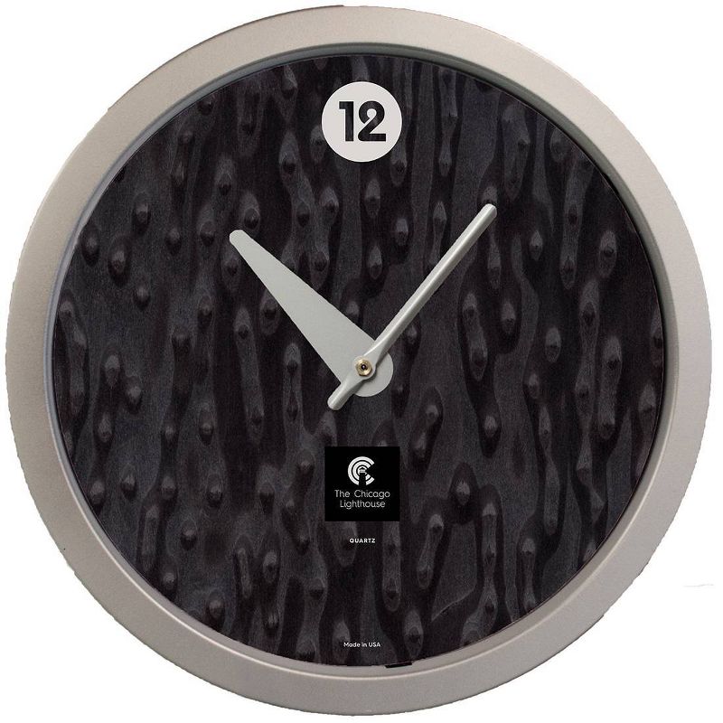 14.5&#34; Veneer Contemporary Body Quartz Movement Decorative Wall Clock Silver - The Chicago Lighthouse, 1 of 6