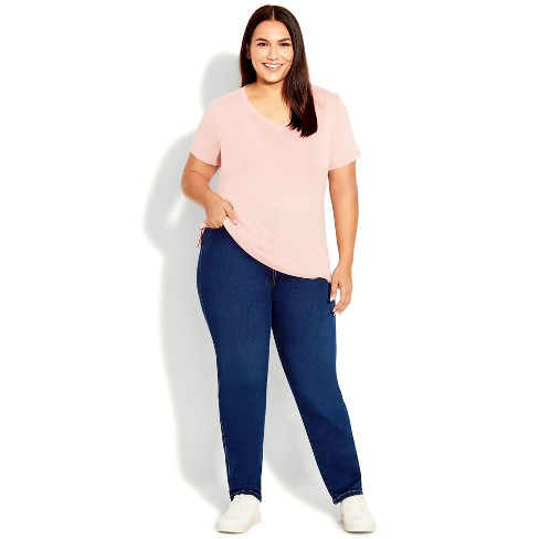 Teresa Wide Leg Jeans In Plus Size With High Rise And Raw Hems - Everly  Blue