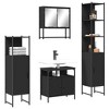 vidaXL 4-Piece Black Engineered Wood Bathroom Furniture Set Modern Space-Saving Wall Mount Storage Cabinets with Mirror and Sinks - 2 of 4
