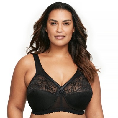 Women's Cotton Full Coverage Wirefree Non-padded Lace Plus Size Bra 52DD