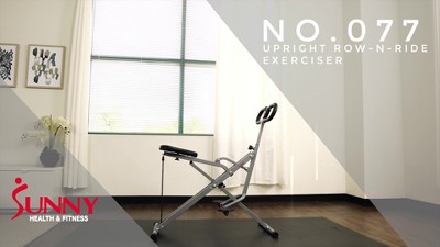 Sunny Health & Fitness Upright Row-N-Ride™ Rowing Machine for Squat  Exercise and Glute Workout for Lower Body Strength