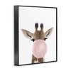Stupell Industries Baby Giraffe with Pink Bubble Gum Safari Animal Framed Giclee Art, Black, 16" x 20" - 2 of 4