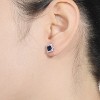 Guili Sapphire Majesty Sterling Silver White Gold Plated with Sapphire Blue Cubic Zirconia Square Stud Earrings for a Luxe and Elegant Touch - 2 of 4