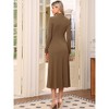 INSPIRE CHIC Women's Turtleneck Casual Basic Long Sleeve Stretch Flowy Ribbed Knit Sweater Maxi Dress Dark Brown X-Small - 3 of 4