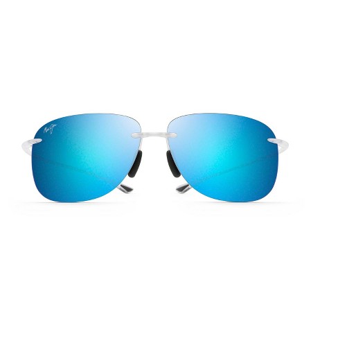 Sunglasses For Tennis Players  White Frame & Blue Mirrored UV Lenses