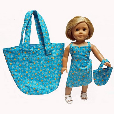 Wrap style Skirt, Top, Tote Bag Fits 18 Inch Girl Dolls And Comes With Matching Bag For Girl