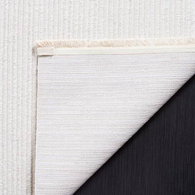 Ivory Hand-Knotted Synthetic Area Rug, 5'3" x 7'6"