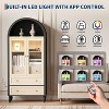 70" Tall Arched Cabinet with LED Lights - Kitchen Pantry, 3 Drawers, 2 Glass Doors, Adjustable Shelf, Arched Bookshelf for Living Kitchen Dining Room - 3 of 4