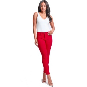 YMI Women's Hyper Stretch Mid-Rise 5 Pocket Slim Fit Skinny Jeans - 1 of 4