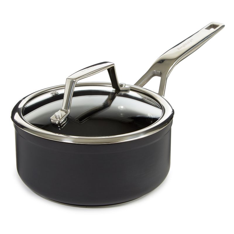 BergHOFF Essentials Non-stick Hard Anodized 6.25" Saucepan 1.3qt. With Glass Lid, Black, 1 of 7