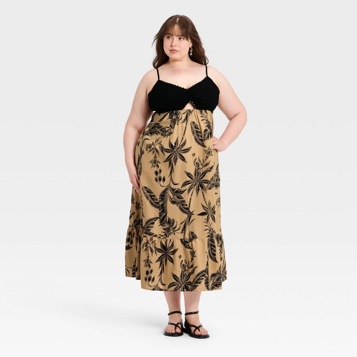 Women's Beaded Strap Printed Maxi Dress - A New Day™