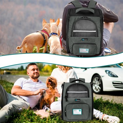 Dark Gray Medium Soft Sided Pet Carrier Backpack