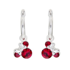 Disney Minnie Mouse Silver Plated Hoop Latch Back Birthstone Earrings - 1 of 4