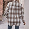 Womens Button Down Flannel Shirts Oversized Long Sleeve Plaid Shackets Business Casual Blouse Top - 3 of 4