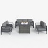 LayinSun Aluminum Furniture Set with Fire Pit Table, 5 Pieces Patio Sectional Conversation Chat Sofa Modern Seating Set - 2 of 4