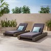 Broadway 2pk Acacia Wood Chaise Lounge Gray/Dark Gray - Christopher Knight Home: Weather-Resistant, Poolside Lounging - 2 of 4