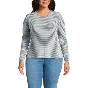Lands' End Women's Lightweight Waffle Skimming Long Sleeve Crew Neck T-shirt - 1 of 3