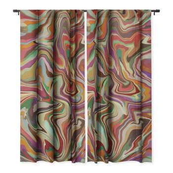 Alisa Galitsyna Colorful Liquid Swirl Set of 2 Panel Blackout Window Curtain - Deny Designs