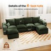 Kayamas 107'' Soft Corduroy Modular L-Shaped Sectional Sofa, 3-Seater Couch with Movable Ottoman for Living Room - 3 of 4