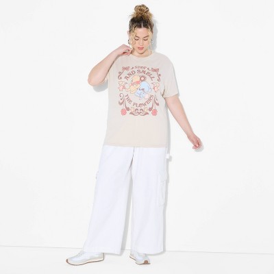 Women's Winnie The Pooh Flowers Short Sleeve Graphic T-Shirt - Cream