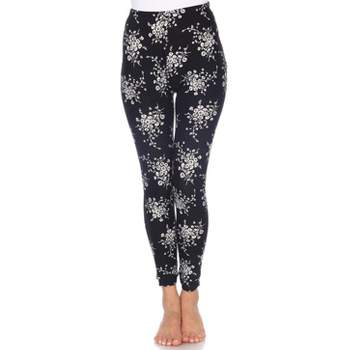 Women's Plus Size Printed Leggings Black/white Pailsey One Size Fits Most  Plus - White Mark : Target