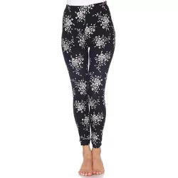 Women's One Size Fits Most Printed Leggings Black/White Daisey One Size Fits Most - White Mark