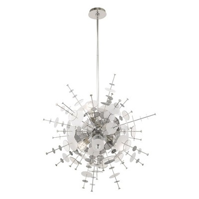 Polished Chrome 6-Light Globe Chandelier with Glass Discs