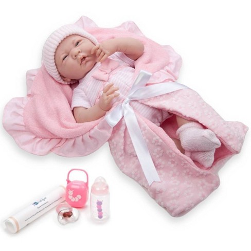 Real Girl Baby Doll 15 | Anatomically Correct | JC Toys - La Newborn |  Made in Spain | Pink Knit Outfit & Accessories | Ages 2+