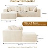 Acekool 108" L-Shaped Cloud Sofa - Right Chaise, Corduroy Fabric, No Assembly, Cream - 2 of 4