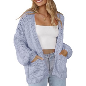 Clearlove Women's Cardigan Soft Pocketed Long Sleeves Casual Knitted Open Front Cardigans Lightweight Sweaters - 1 of 4
