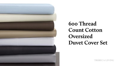 Ivory King Cotton Sateen 600 Thread Count Duvet Cover Set