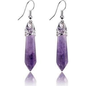 Natural Quartz Crystal Chakra Dangle Earrings - Healing Stone Drop Earrings for Valentine's/Mother's Day Gifts - 1 of 4