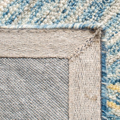 Light Blue Hand-Tufted Wool Square Area Rug 5' x 5'