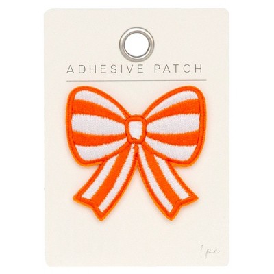 Horizon Group Orange Stripe Bow Adhesive Patch