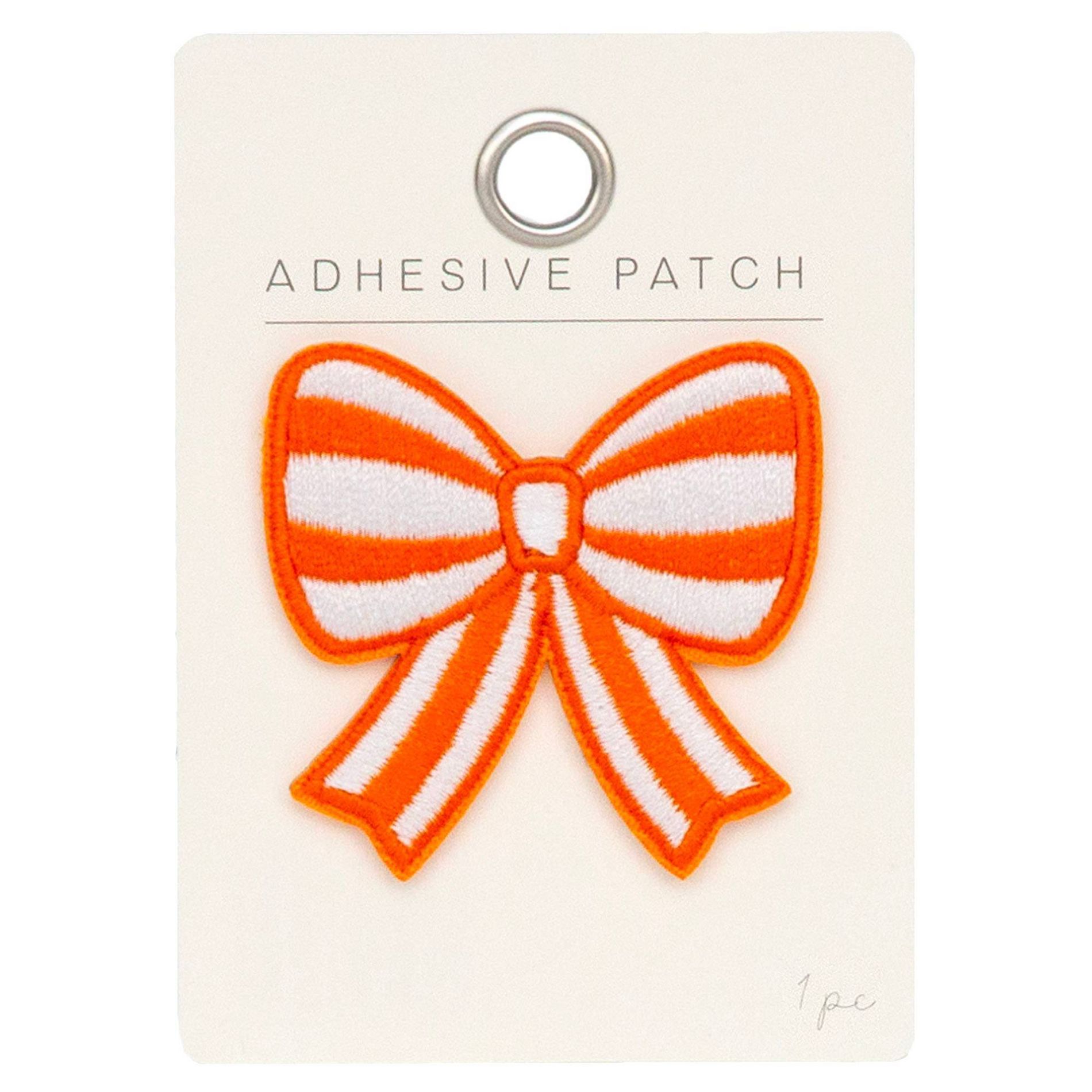Horizon Group Orange Stripe Bow Adhesive Patch