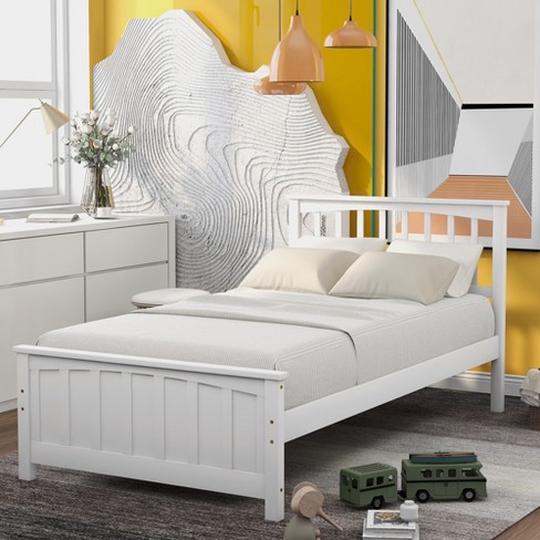 Streamdale Wood Platform Bed Twin size Platform Bed, White - image 1 of 4