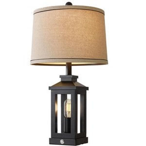 Itopfox Retro Farmhouse Black Table Lamp for Living Room Bedroom Nightstand Touch Control with USB C+A Ports and Dual Light Sources - 1 of 4