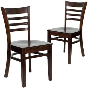 Emma and Oliver 2 Pack Ladder Back Wooden Restaurant Chair - 1 of 4