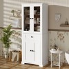 Okak Tall Freestanding Bathroom Cabinet with Glass Doors & Drawers,Floor Storage Cabinet Unit for Bathroom,Kitchen - 3 of 4
