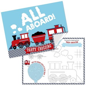 Big Dot of Happiness Railroad Party Crossing - Paper Steam Train Birthday Party Coloring Sheets - Activity Placemats - Set of 16 - 1 of 4