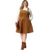 Agnes Orinda Women's Plus Size Corduroy Pinafore Side Pocket Short Adjustable Strap A-Line Dresses - 3 of 4