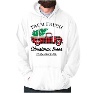 Farm Fresh Christmas Tree Plaid Truck Hoodie Sweatshirt Women Men Brisco Brands - 1 of 4