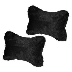 Unique Bargains Faux Fur Head Neck Car Support Pillow Cushion 1 Pair - 1 of 4