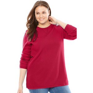 Woman Within Ultra Soft Waffle Thermal Sweatshirt - 1 of 4